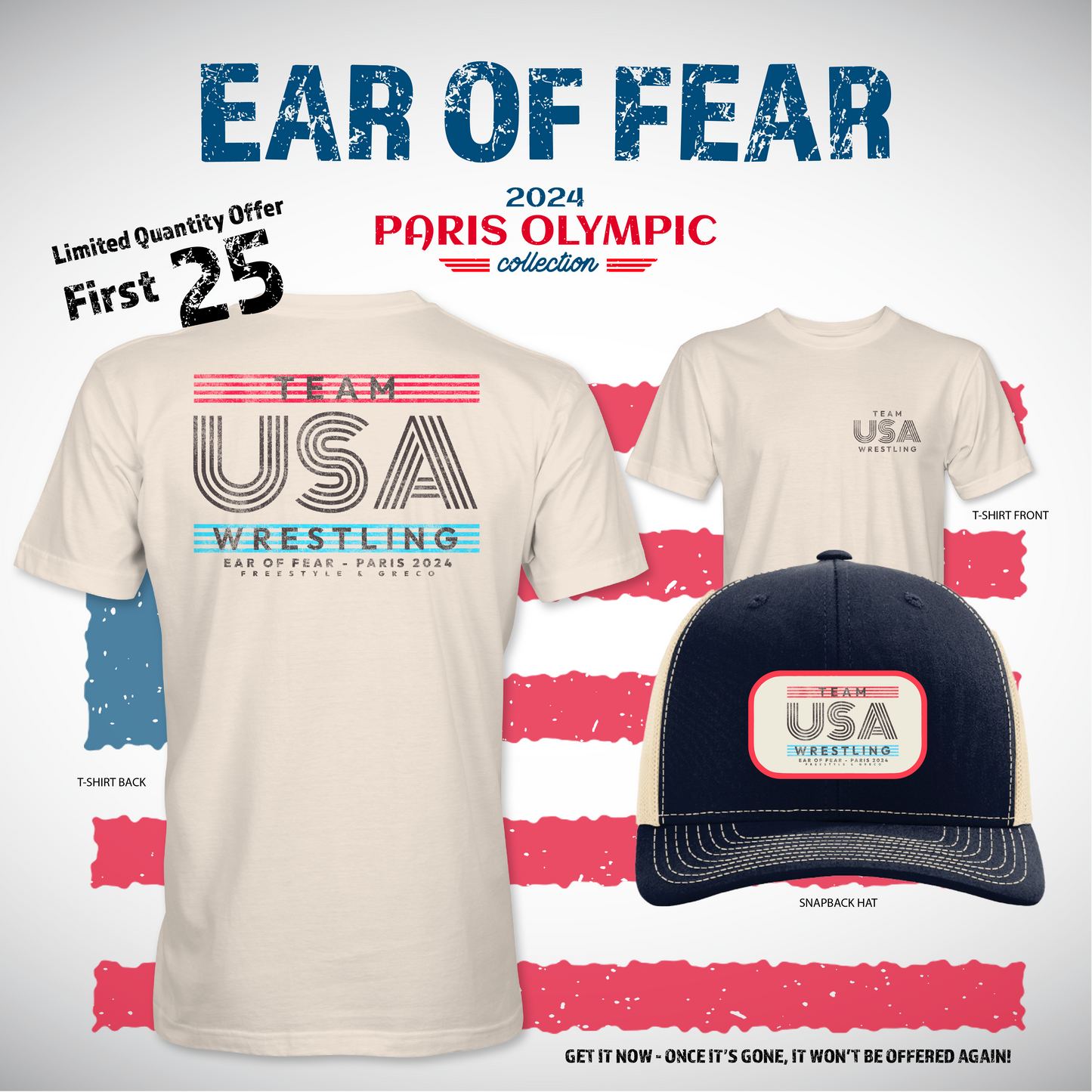 Limited Special Edition Tee & Hat Package - Paris Olympic 2024 Wrestling Pre-Order